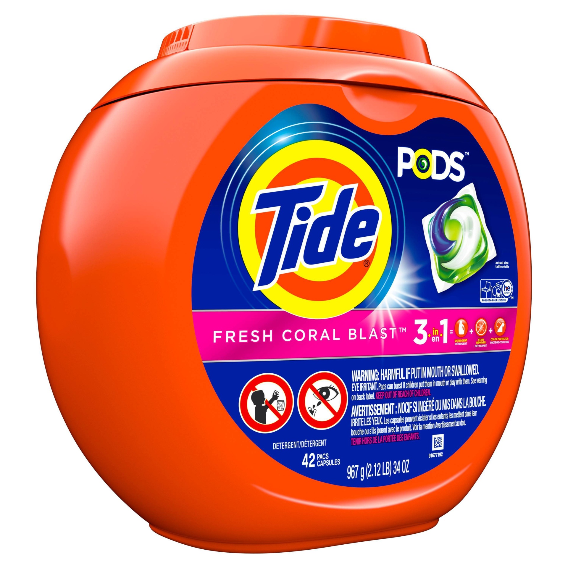 slide 1 of 1, Tide PODS Laundry Detergent Pacs Fresh Coral Blast, 42 ct