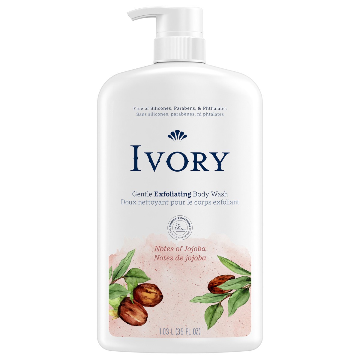 slide 7 of 7, Ivory Gentle Exfoliating Body Wash, Notes of Jojoba Scent, 35oz, 35 fl oz