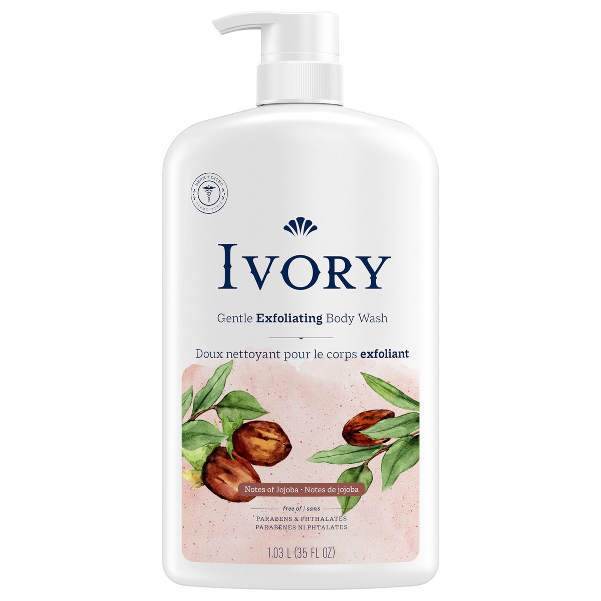 slide 1 of 7, Ivory Gentle Exfoliating Body Wash, Notes of Jojoba Scent, 35oz, 35 fl oz