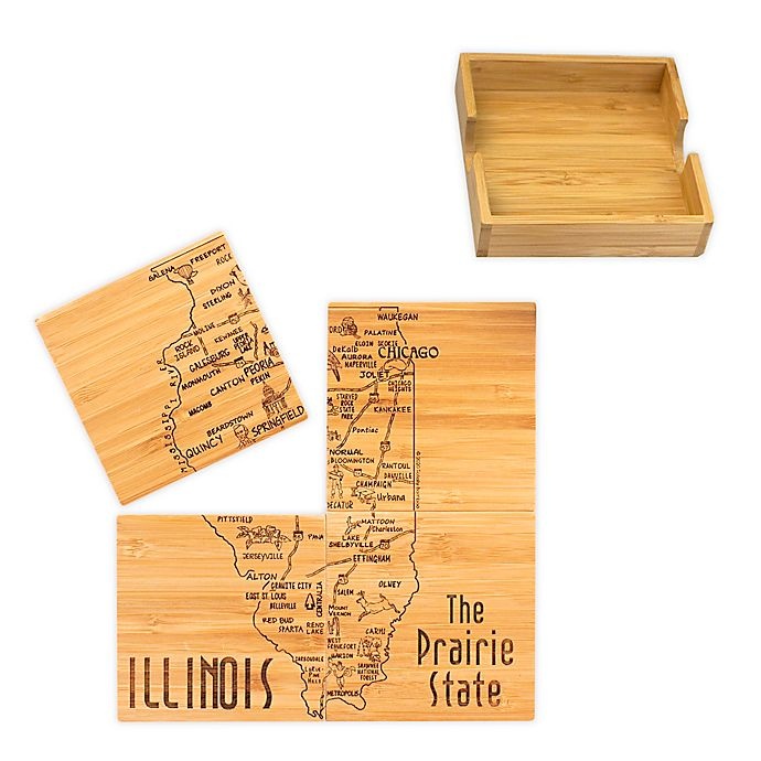 slide 1 of 2, Totally Bamboo Illinois Puzzle Coaster Set, 5 ct