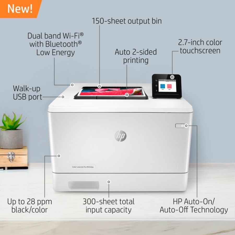 slide 10 of 10, HP Color Laserjet Pro M454Dw Wireless Color Laser Printer With Duplex Printing (W1Y45A), 1 ct