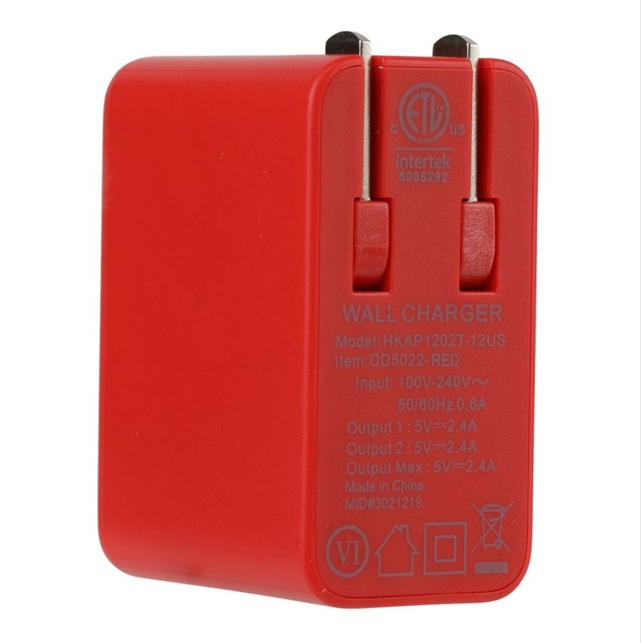 slide 3 of 3, Vivitar Dual-Usb Od5022 Wall Charger, Red, 1 ct