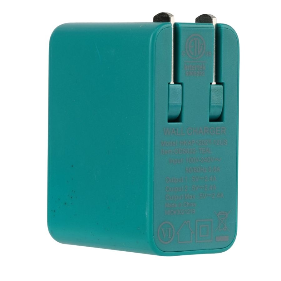 slide 2 of 3, Vivitar Dual-Usb Od5022 Wall Charger, Teal, 1 ct