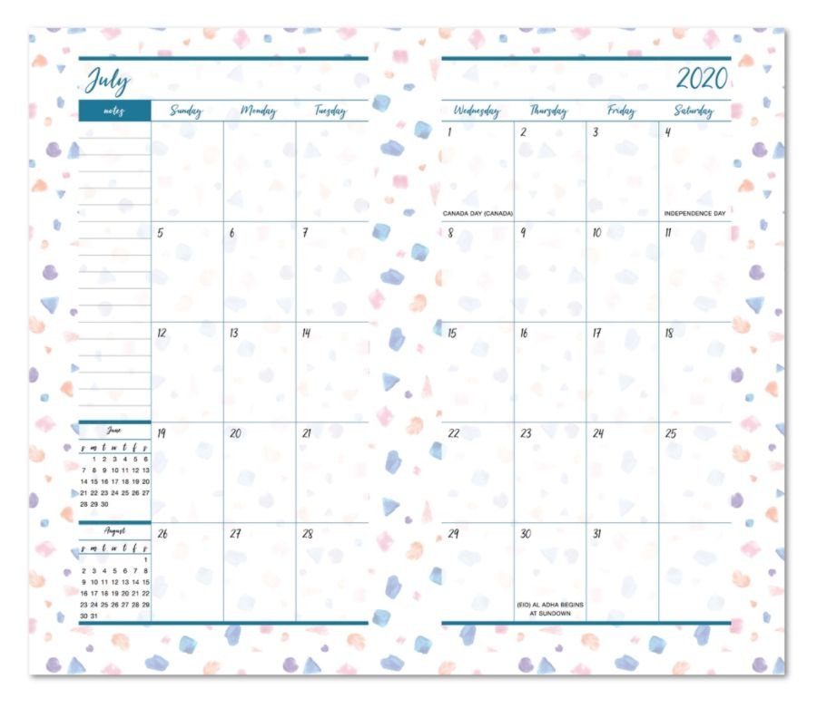 slide 2 of 3, Office Depot Monthly Planner, 3-1/2'' X 6'', Tangy Terrazo, January To December 2020, Ay20Tgtz001, 1 ct