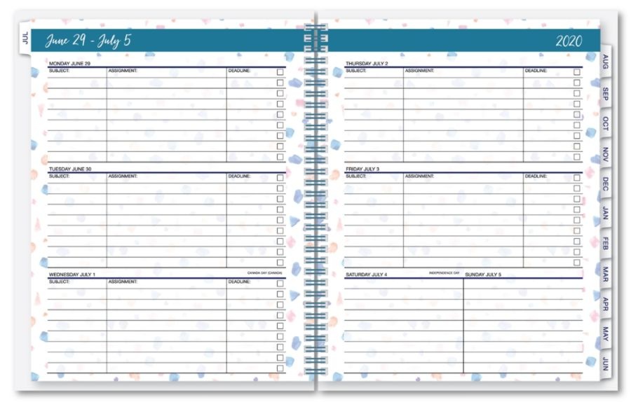 slide 3 of 3, Office Depot Weekly/Monthly Academic Planner, 8-1/2'' X 11'', Tangy Terrazo, July 2020 To June 2021, Ay20Tgtz004, 1 ct