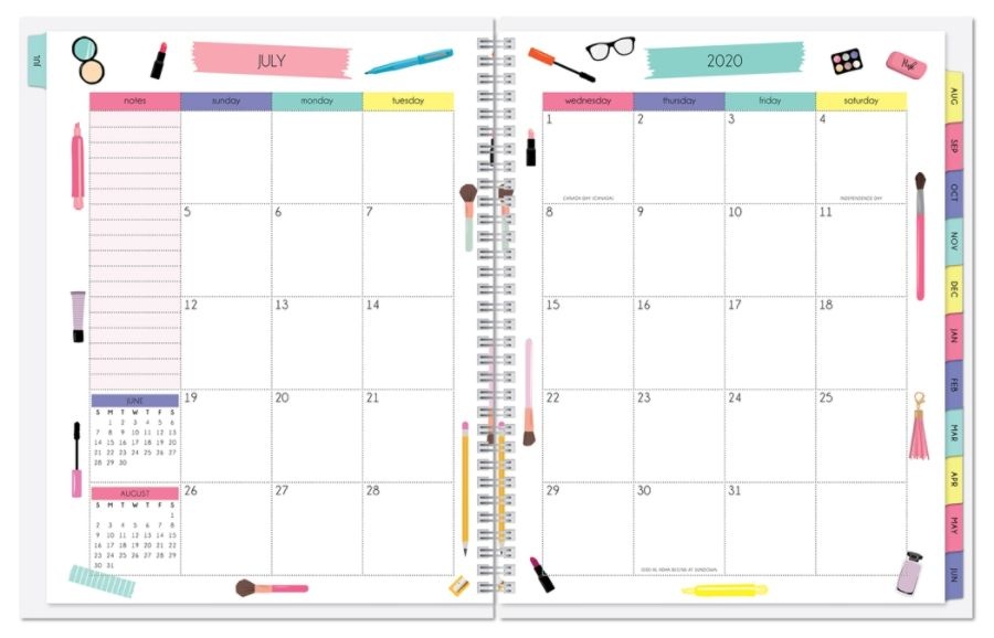 slide 2 of 3, Office Depot Weekly/Monthly Academic Planner, 8-1/2'' X 11'', Makeup, July 2020 To June 2021, Ay20Mkupspl004, 1 ct