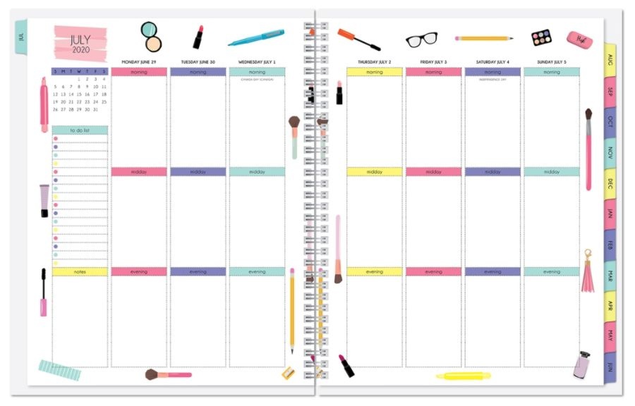 slide 3 of 3, Office Depot Weekly/Monthly Academic Planner, 8-1/2'' X 11'', Makeup, July 2020 To June 2021, Ay20Mkupspl004, 1 ct