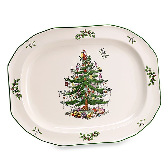 slide 1 of 1, Spode Christmas Tree Sculpted Oval Platter, 14 in