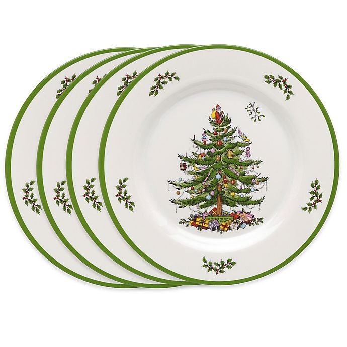 slide 1 of 2, Spode Christmas Tree Melamine Dinner Plates, 4 ct