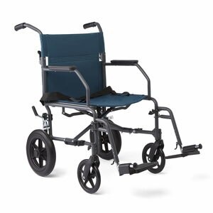 slide 1 of 1, Medline Industries Medline Transport Chair With Antimicrobial, 12'' Wheels - Teal, 1 ct