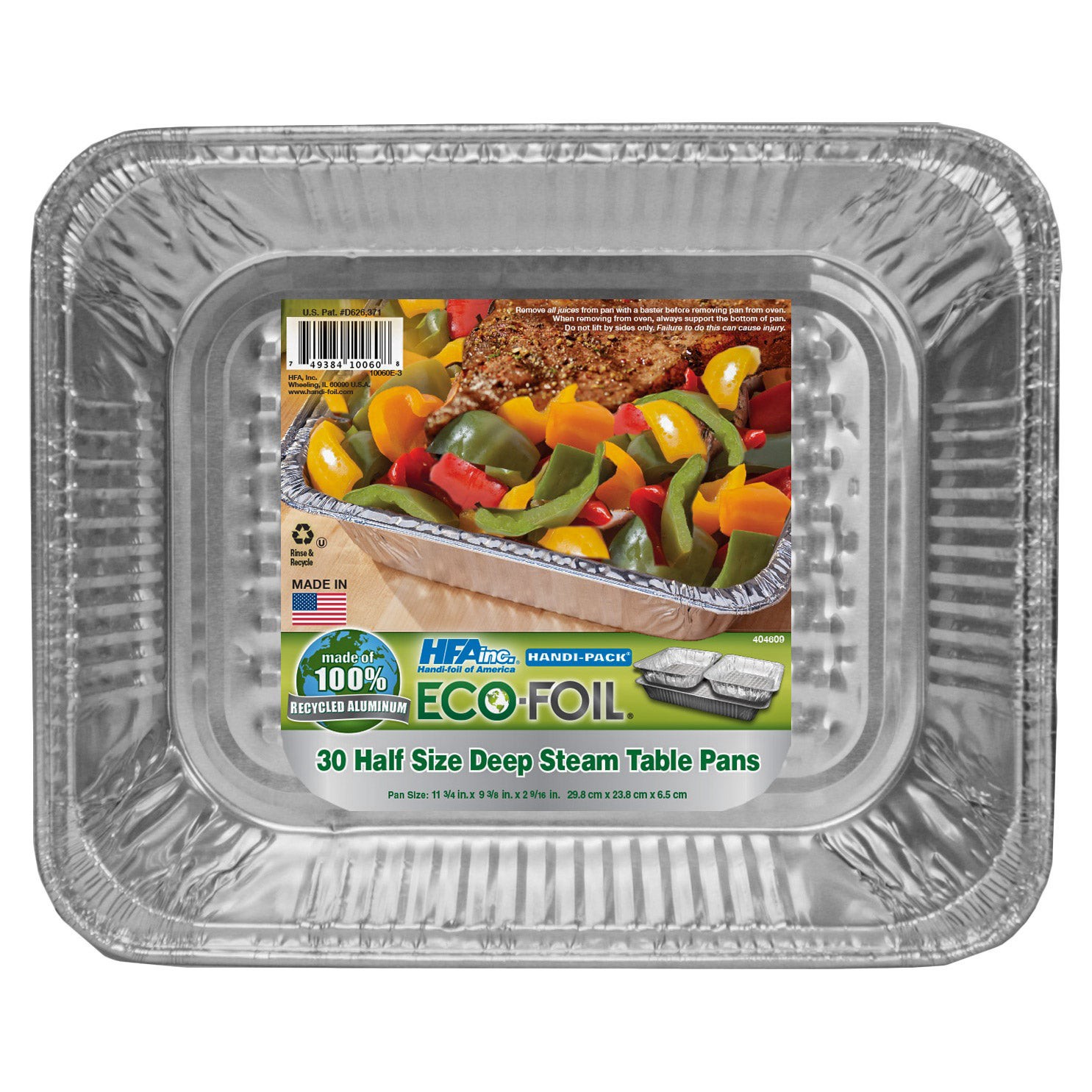 slide 1 of 1, Eco-Foil Half Size Deep Steam Table Pan, 30 count, 