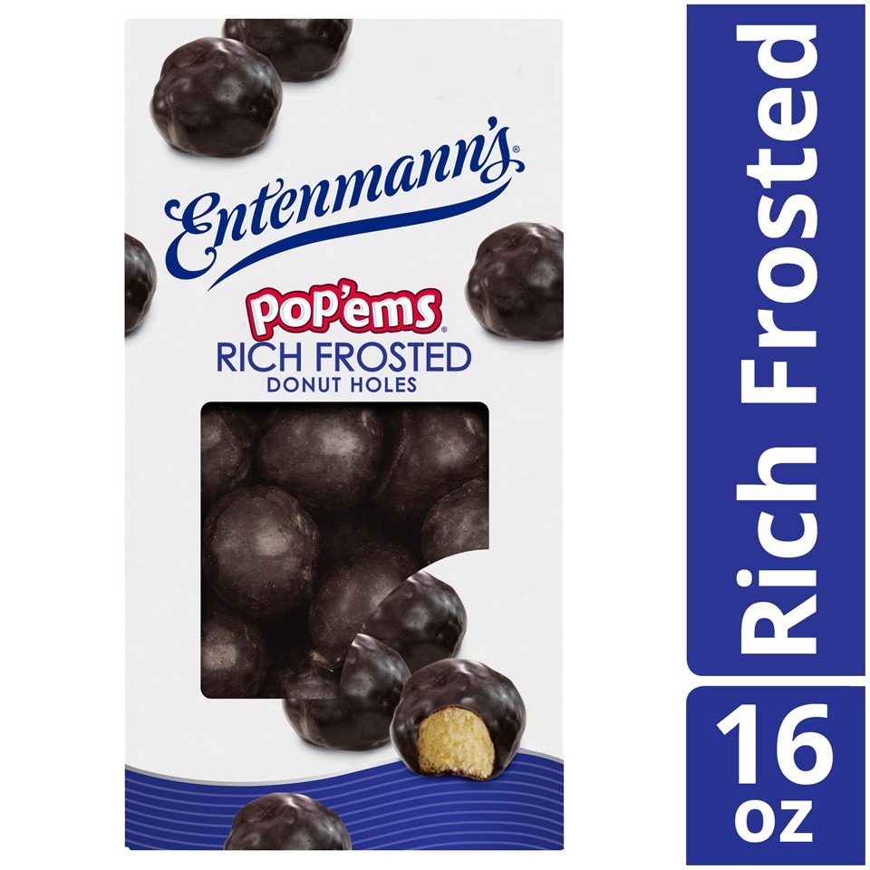 slide 6 of 9, Entenmann's Pop'ems Frosted Donut Holes, 16 oz, Chocolate Donuts, Box, 16 oz