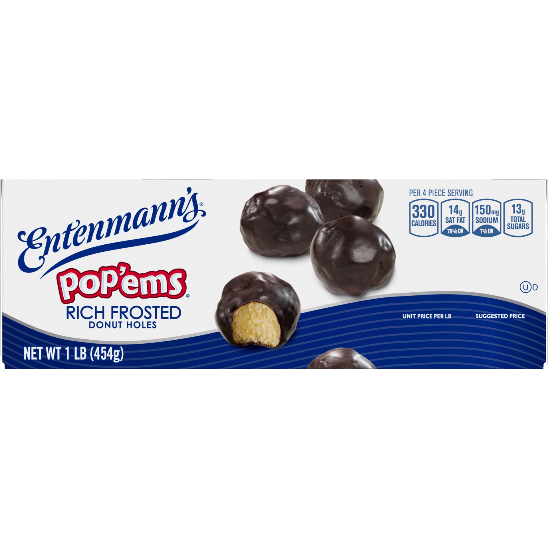 slide 4 of 9, Entenmann's Pop'ems Frosted Donut Holes, 16 oz, Chocolate Donuts, Box, 16 oz