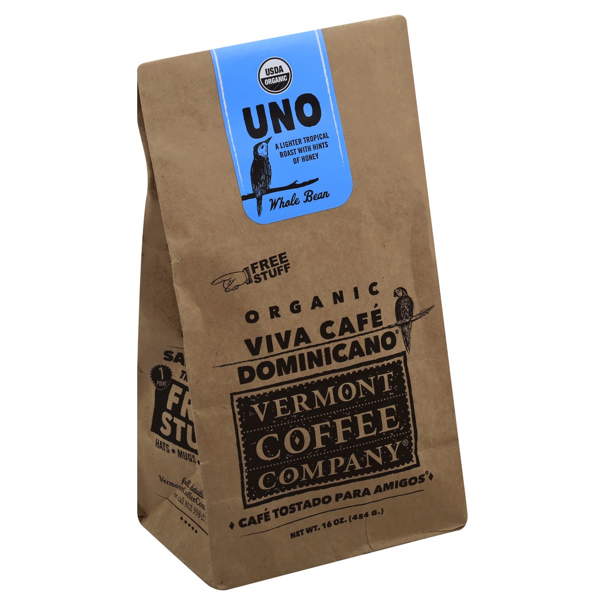 slide 11 of 11, Vermont Coffee Company Organic Single Region Caribbean Sea Light Roast Whole Bean Uno Coffee 16 oz, 16 oz