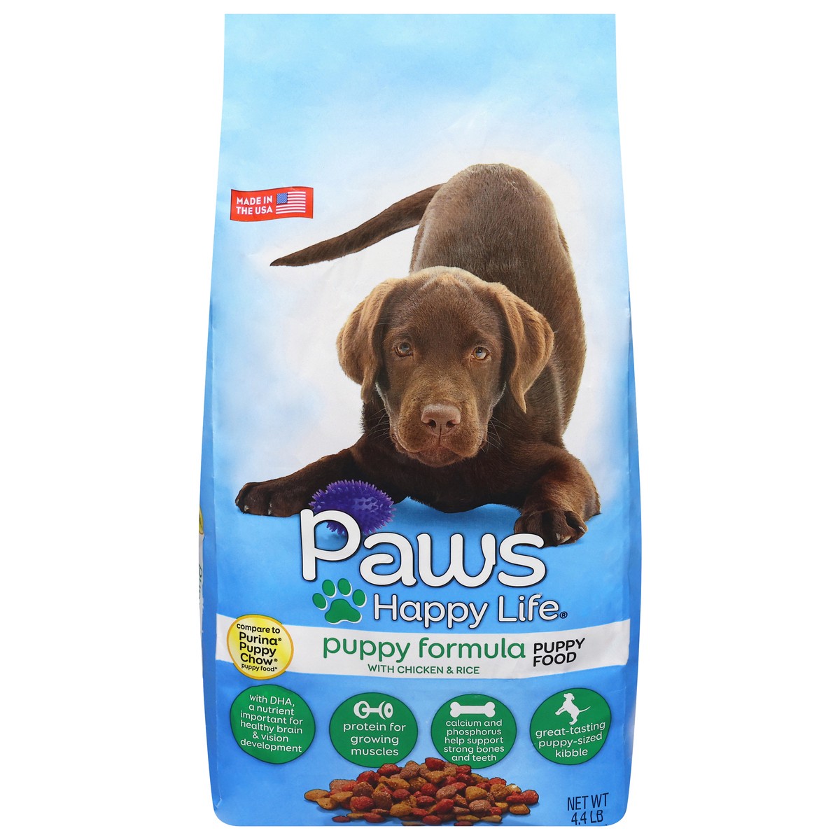 slide 1 of 4, Paws Happy Life Puppy Formula with Chicken & Rice Puppy Food 4.4 lb, 4.4 lb