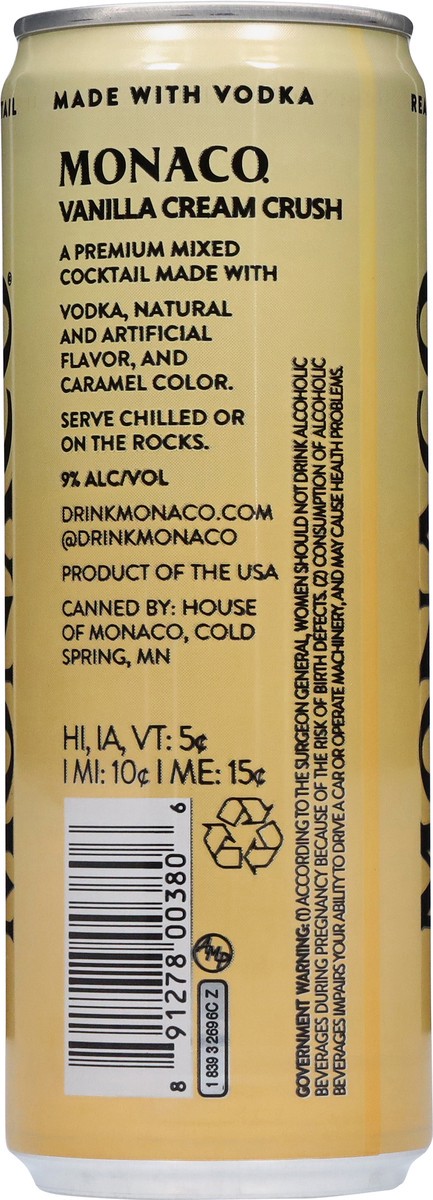 slide 2 of 13, Monaco Vanilla Cream Crush Vodka Cocktail 12 fl oz, 12 fl oz