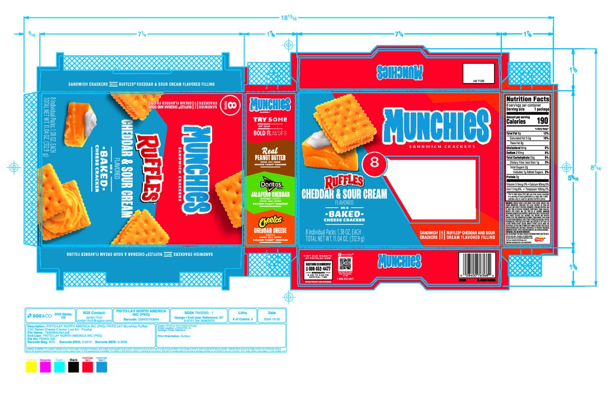 slide 7 of 10, Munchies Sandwich Crackers Cheddar & Sour Cream Flavored 11.04 Oz, 8 Count, 8 ct