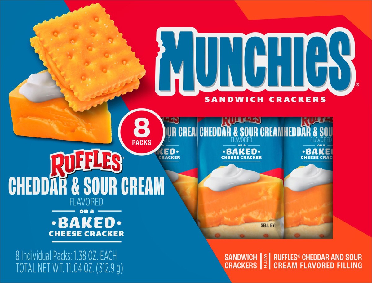slide 5 of 10, Munchies Sandwich Crackers Cheddar & Sour Cream Flavored 11.04 Oz, 8 Count, 8 ct