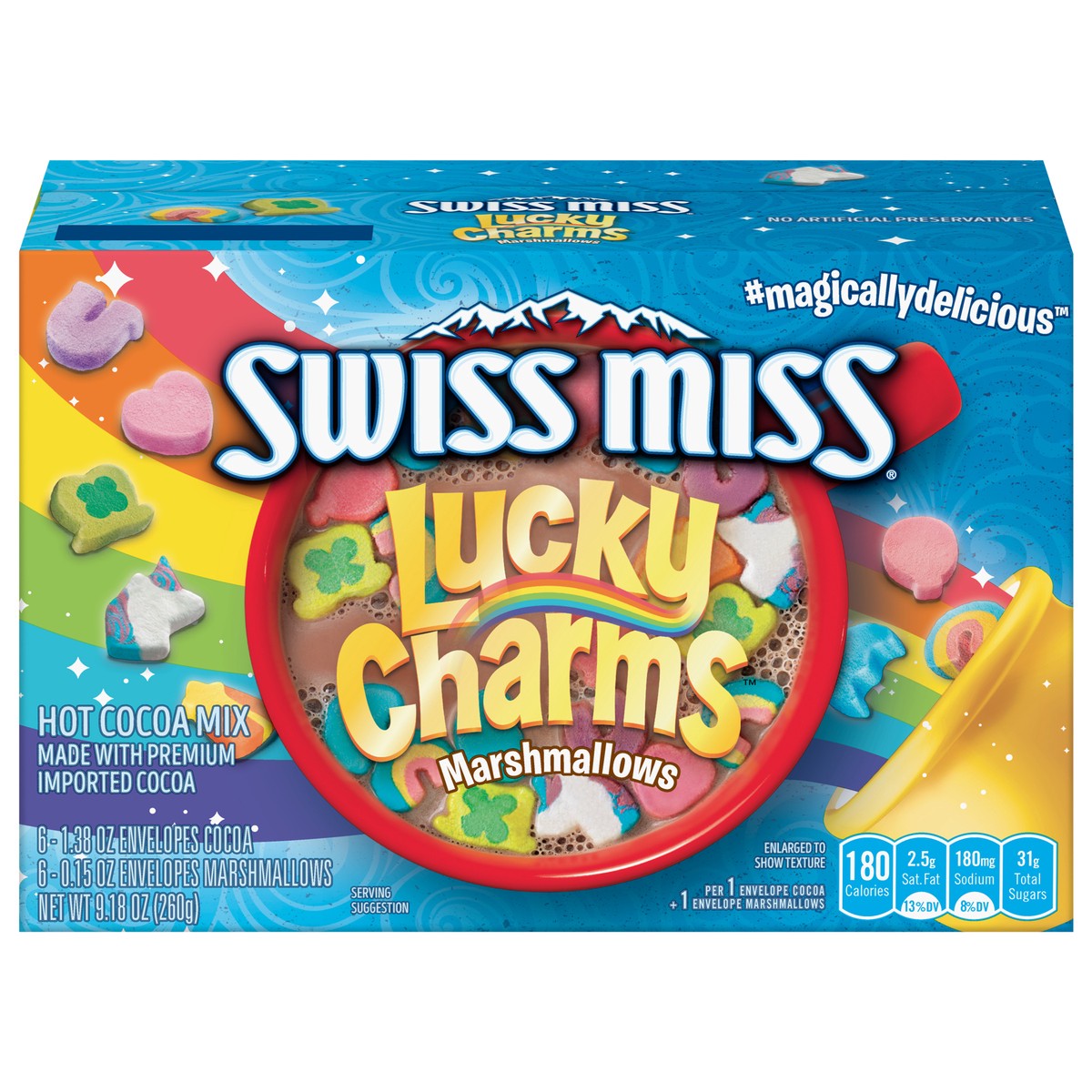 slide 1 of 5, Swiss Miss Lucky Charms Marshmallows Hot Cocoa Mix - 6 ct, 6 ct