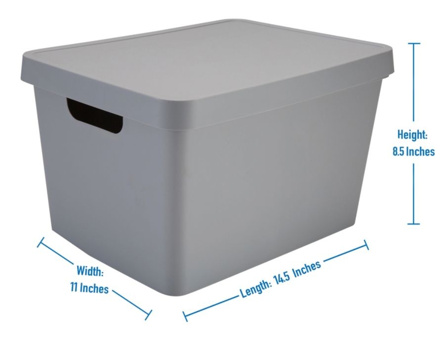 slide 3 of 4, Realspace Large Storage Box With Lid, 10-15/16'' X 14-1/2'' X 8-1/2'', Gray, 1 ct