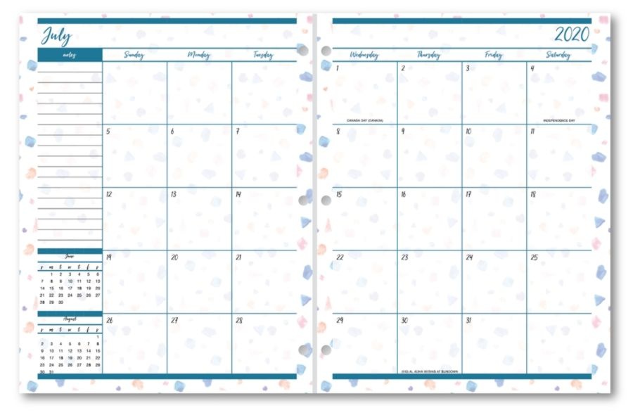 slide 3 of 3, Office Depot Monthly Academic Planner, 8-1/4'' X 10-3/4'', Tangy Terrazo, July 2020 To June 2021, Ay20Tgtz003, 1 ct