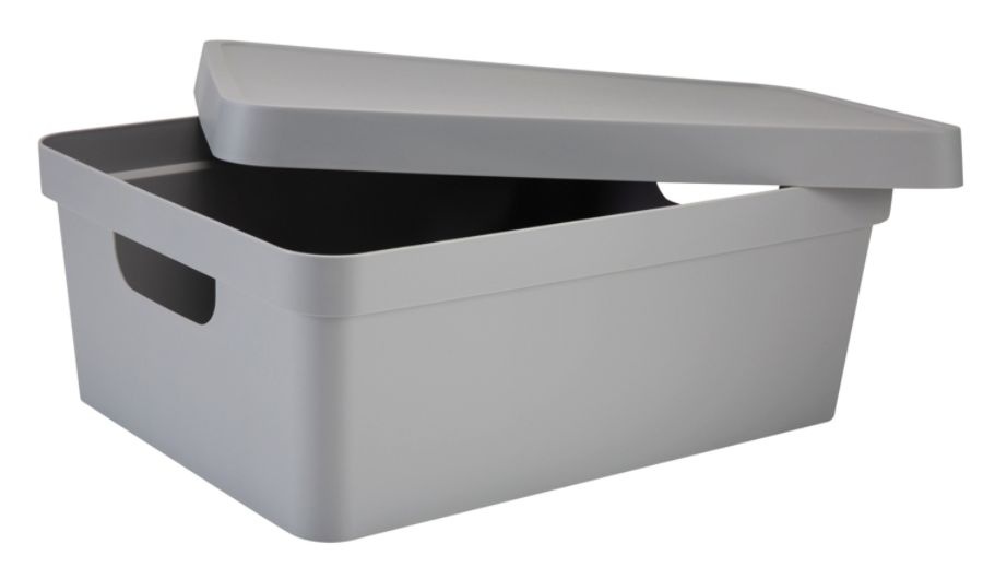 slide 2 of 4, Realspace Medium Storage Box With Lid, 10-15/16 X 14-1/2'' X 5-7/16'', Gray, 1 ct