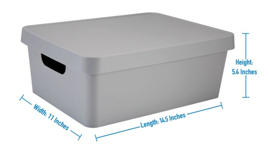 slide 4 of 4, Realspace Medium Storage Box With Lid, 10-15/16 X 14-1/2'' X 5-7/16'', Gray, 1 ct