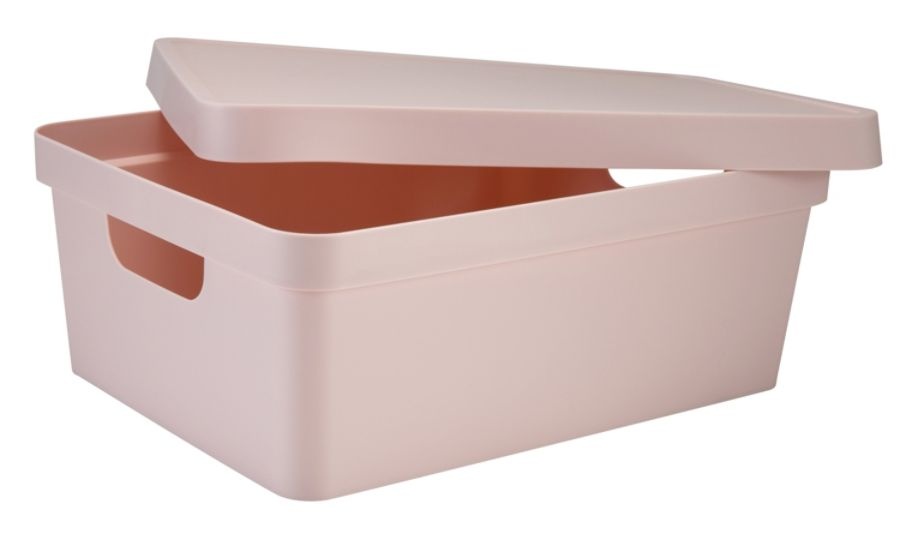 slide 2 of 4, Realspace Medium Storage Box With Lid, 10-15/16 X 14-1/2'' X 5-7/16'', Blush, 1 ct