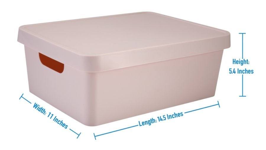 slide 3 of 4, Realspace Medium Storage Box With Lid, 10-15/16 X 14-1/2'' X 5-7/16'', Blush, 1 ct