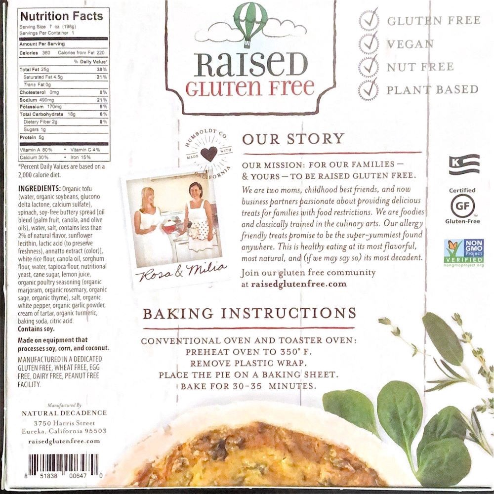 slide 2 of 2, Raised Gluten Free Natural Decadence Raised Gluten Free Vegan Quiche, 7 oz