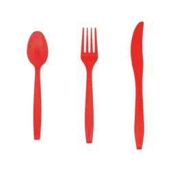 Meijer Candy Red Plastic Cutlery, 18 Count