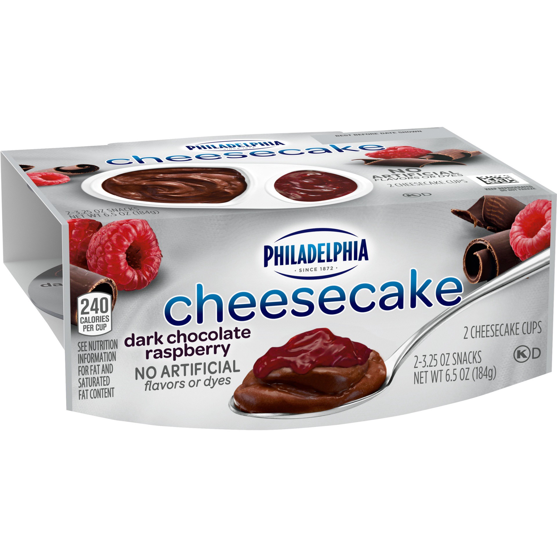 slide 9 of 11, Philadelphia Dark Chocolate Raspberry Cheesecake Snacks Pack Cups, 2 ct; 3.25 oz