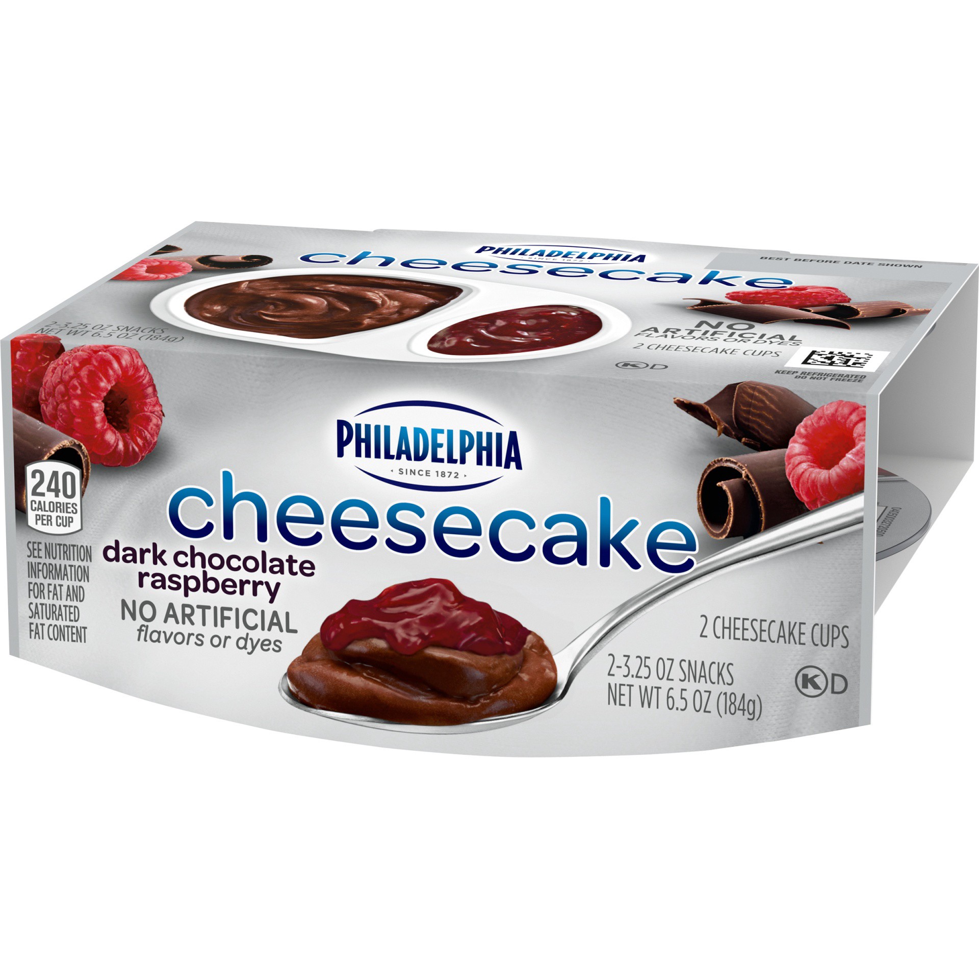 slide 2 of 11, Philadelphia Dark Chocolate Raspberry Cheesecake Snacks Pack Cups, 2 ct; 3.25 oz