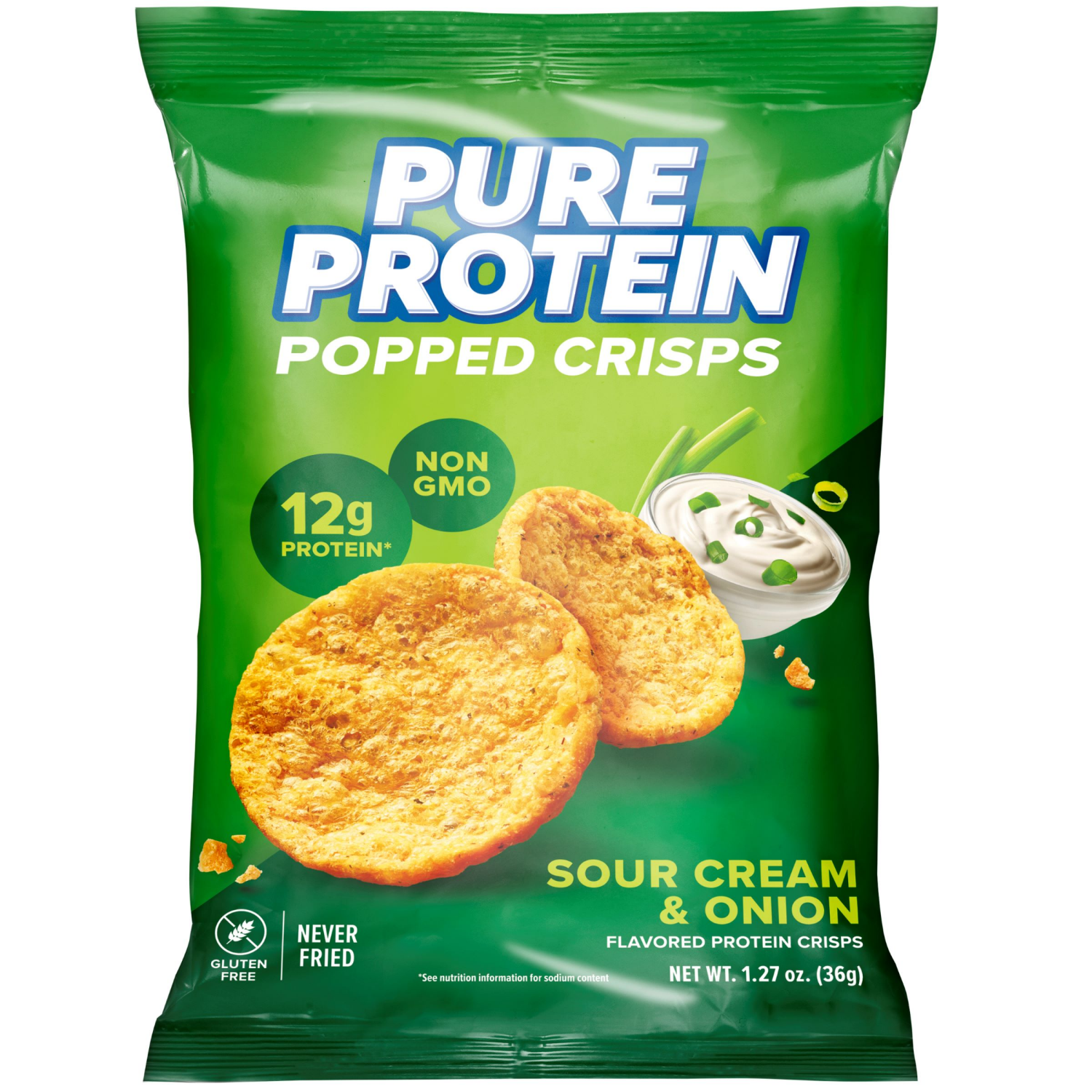 slide 1 of 2, Pure Protein Popped Sour Cream & Onion Protein Crisps 1.27 oz, 1.27 oz