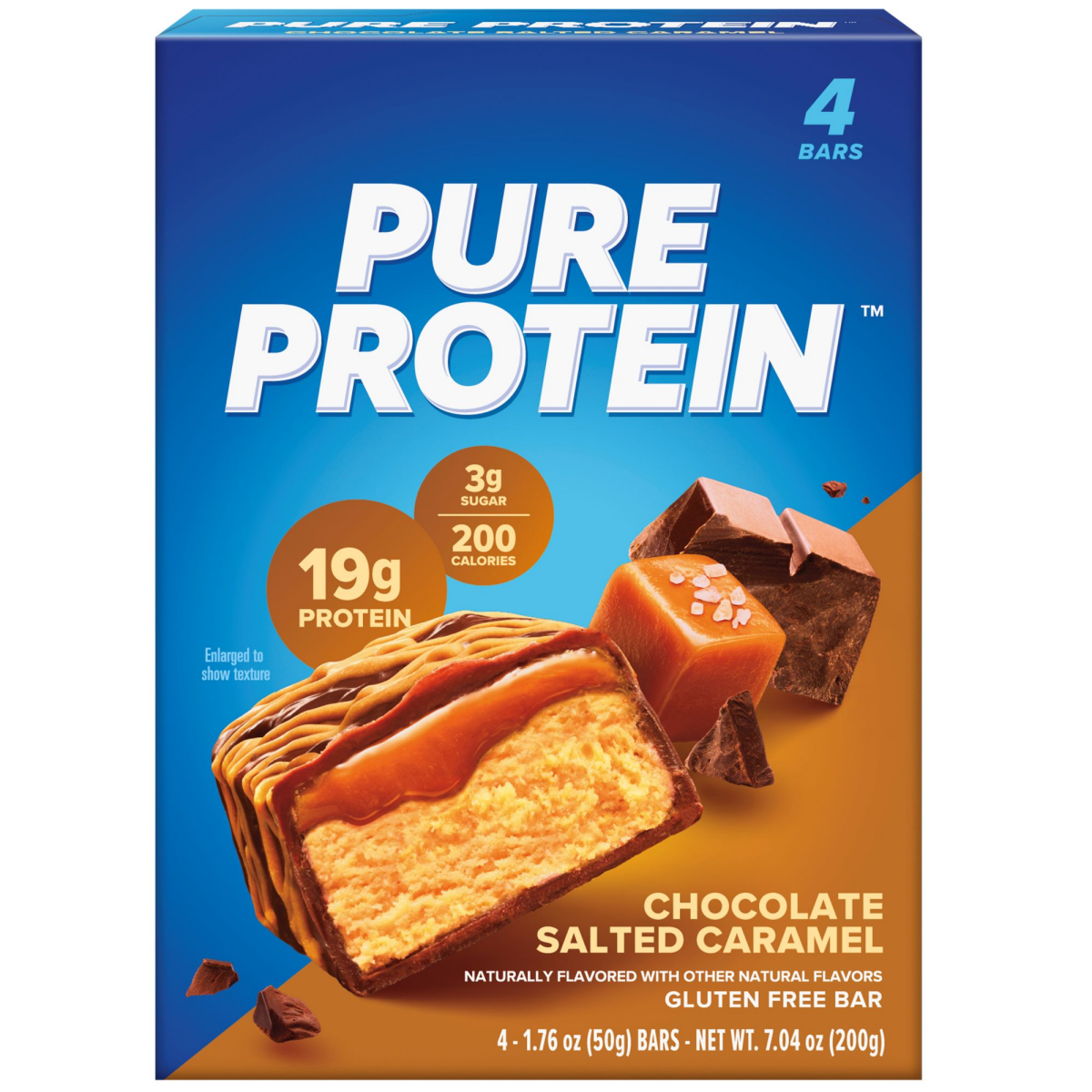 slide 1 of 1, Pure Protein Bars, Chocolate Salted Caramel, 19 g Protein, 1.76 oz, 4 ct, 4 ct