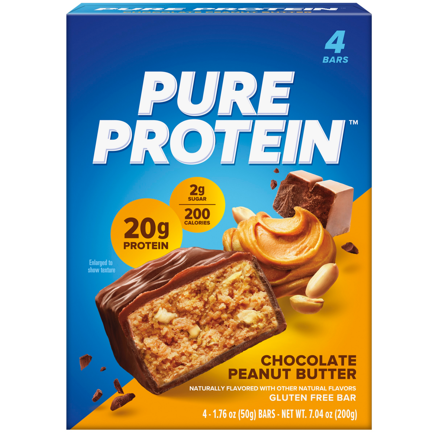 slide 1 of 2, Pure Protein Bars, Chocolate Peanut Butter, 20 g Protein, 1.76 oz, 4 ct, 4 ct