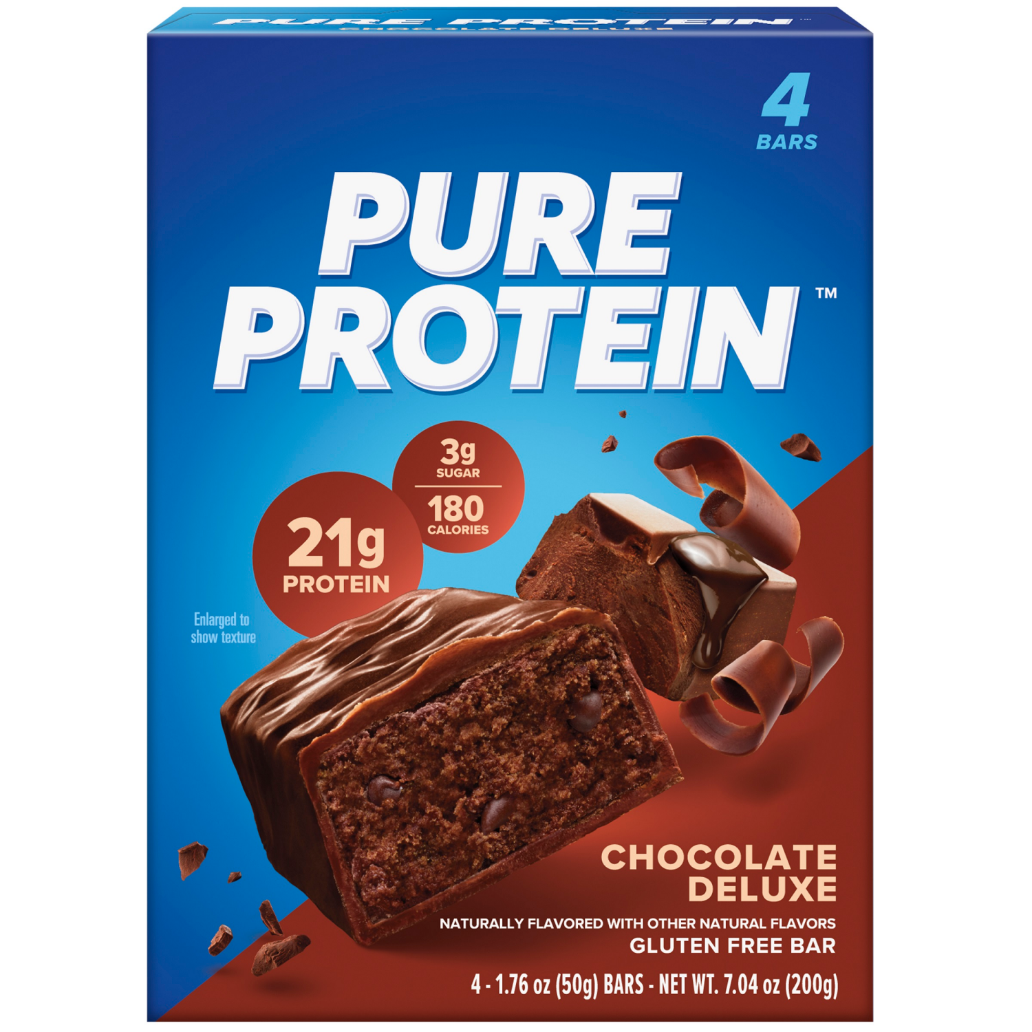 slide 1 of 2, Pure Protein Bars, High Protein, Nutritious Snack, Chocolate Deluxe, 21g Protein, 4 Count - 4 ct, 4 ct