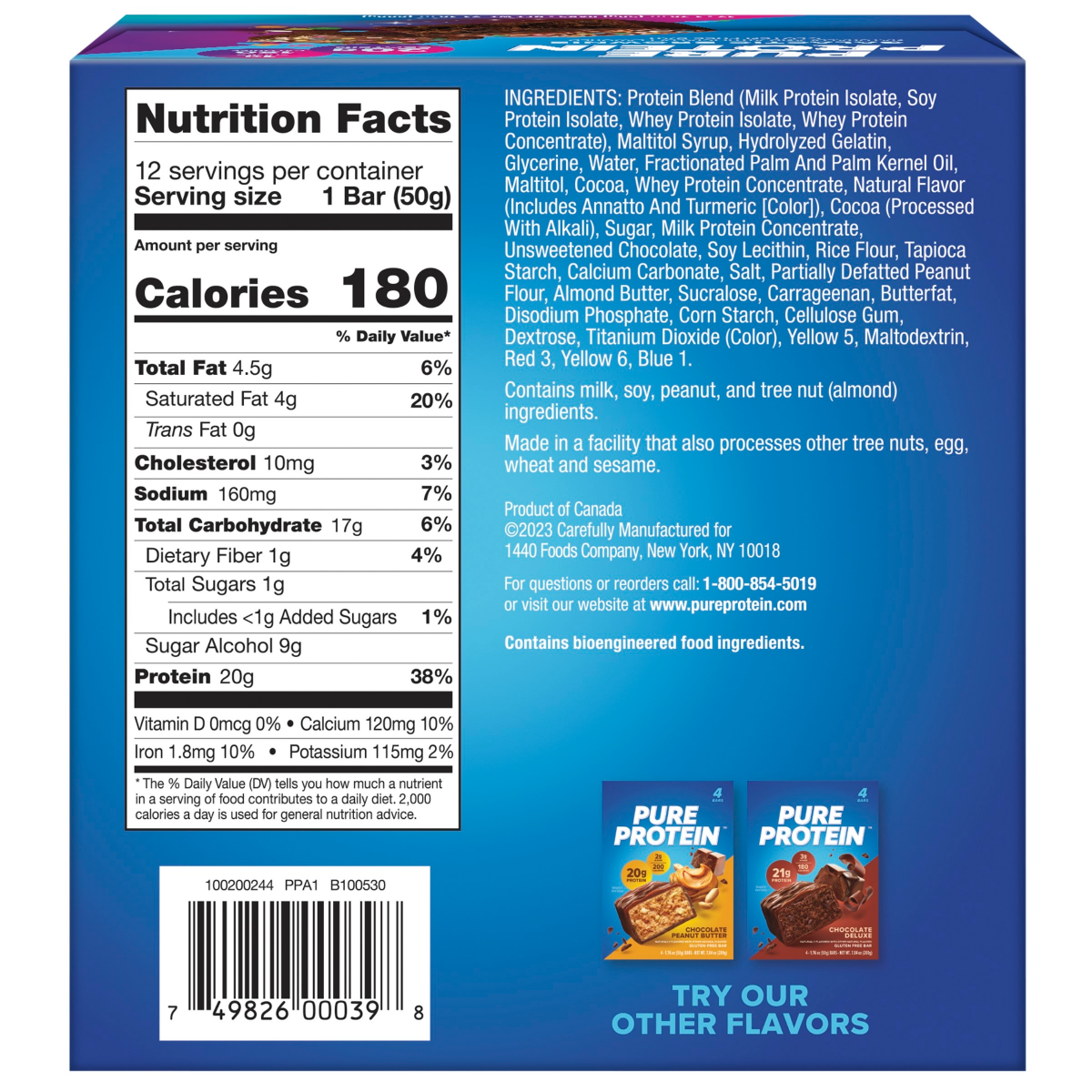 slide 2 of 2, Pure Protein Galactic Brownie Gluten Free Bar, 12 ct; 1.76 oz