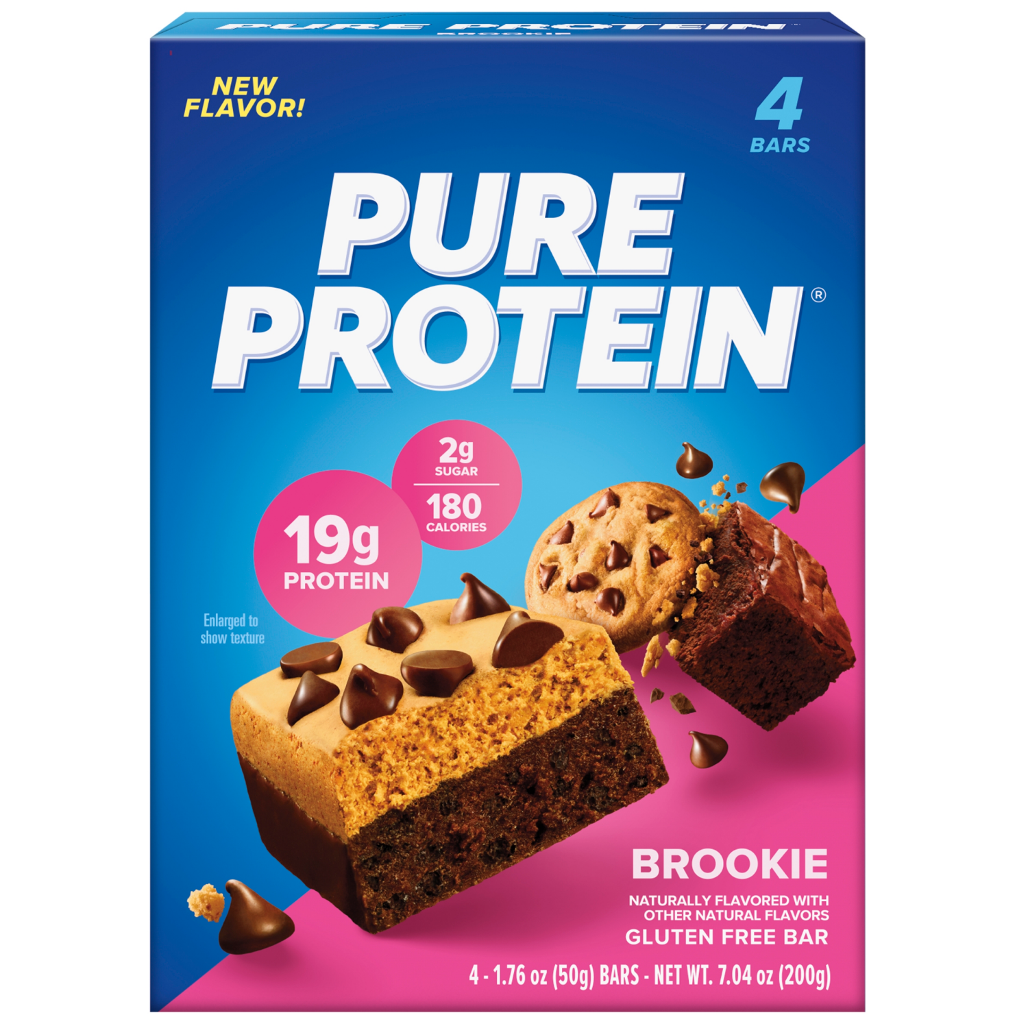 slide 1 of 5, Pure Protein Brookie Bar, Gluten Free, 19g Protein, 4 Pack, 19 gram, 4 ct