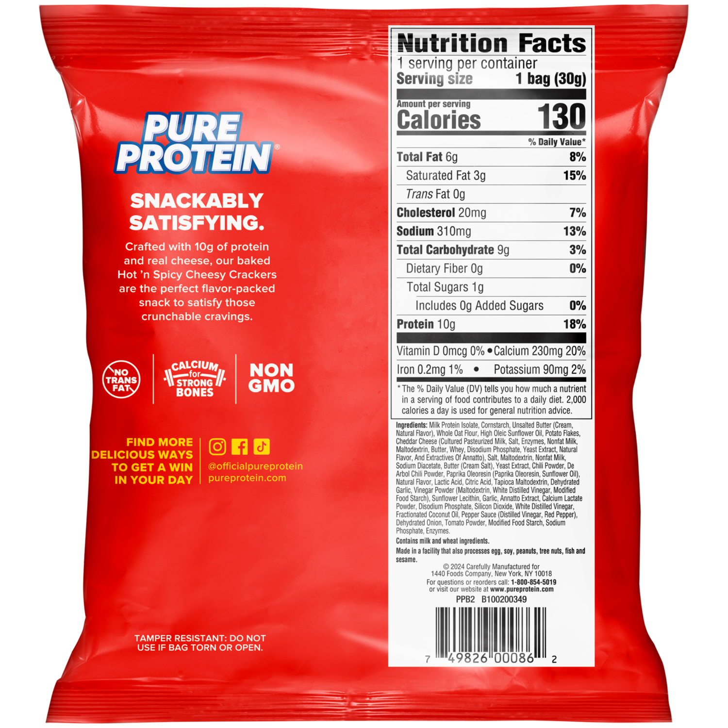 slide 2 of 2, Pure Protein Hot 'n Spicy Cheesy Crackers, 1.06 oz