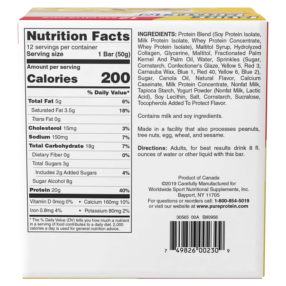 slide 2 of 2, Pure Protein 20g Protein Bar - Lemon Cake - 12ct, 12 ct; 1.76 oz