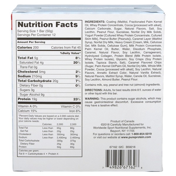 slide 2 of 5, Pure Protein Chocolate Salted Caramel Gluten Free Bars, 12 ct; 1.76 oz