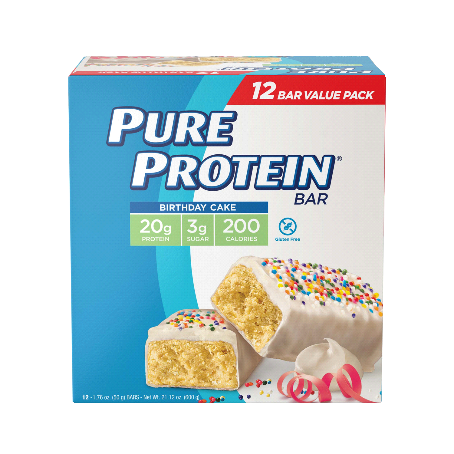 slide 1 of 1, Pure Protein 20g Protein Bar - Birthday Cake - 12ct - 12 ct, 12 ct