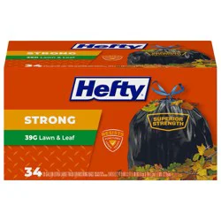 Hefty 39-Gallon Black Outdoor Plastic Lawn and leaf Drawstring Trash Bag 34 -Count