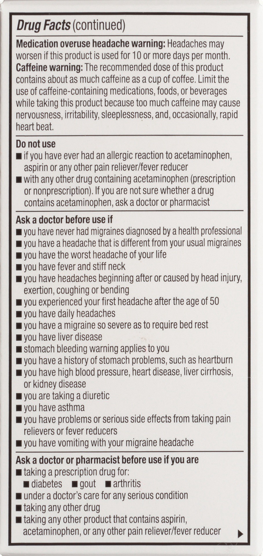 slide 2 of 6, TopCare Migraine Formula With Caffeine Acetaminophen / Aspirin (nsaid) / Caffeine, Usp Pain Reliever / Pain Reliever Aid Coated Capsule-shaped Tablets, 100 ct