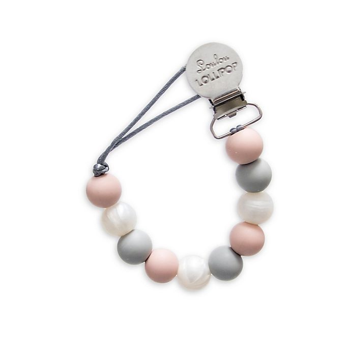 slide 1 of 1, Loulou Lollipop Pacifier Clip - Rose/Grey, 1 ct