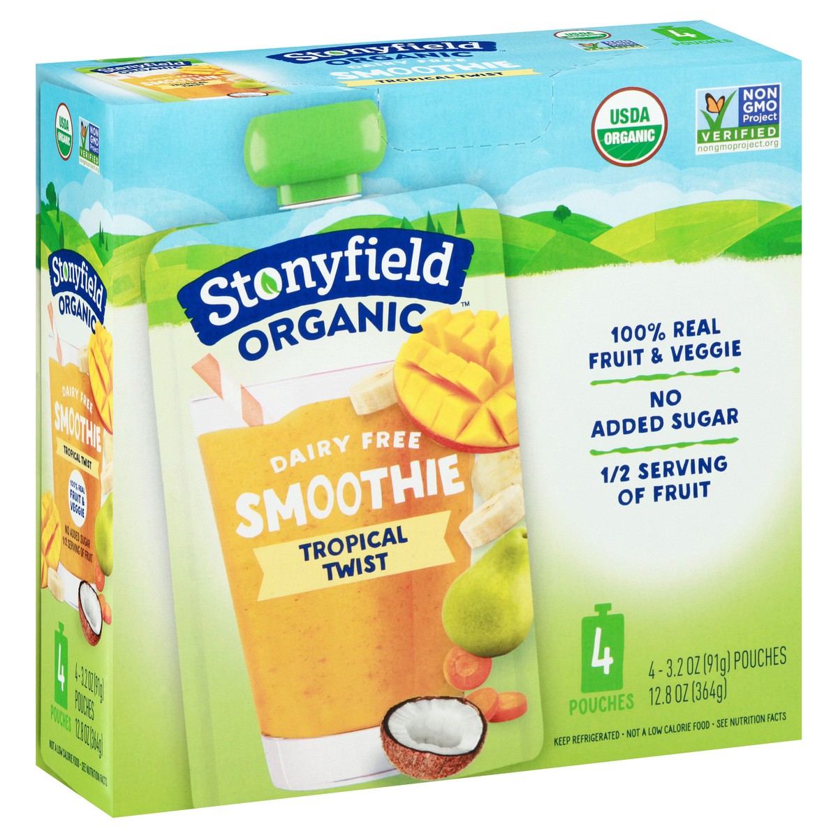 slide 7 of 10, Stonyfield Organic Dairy Free Smoothie Pouches, Tropical Twist, 3.2oz., 4 Ct, 4 ct