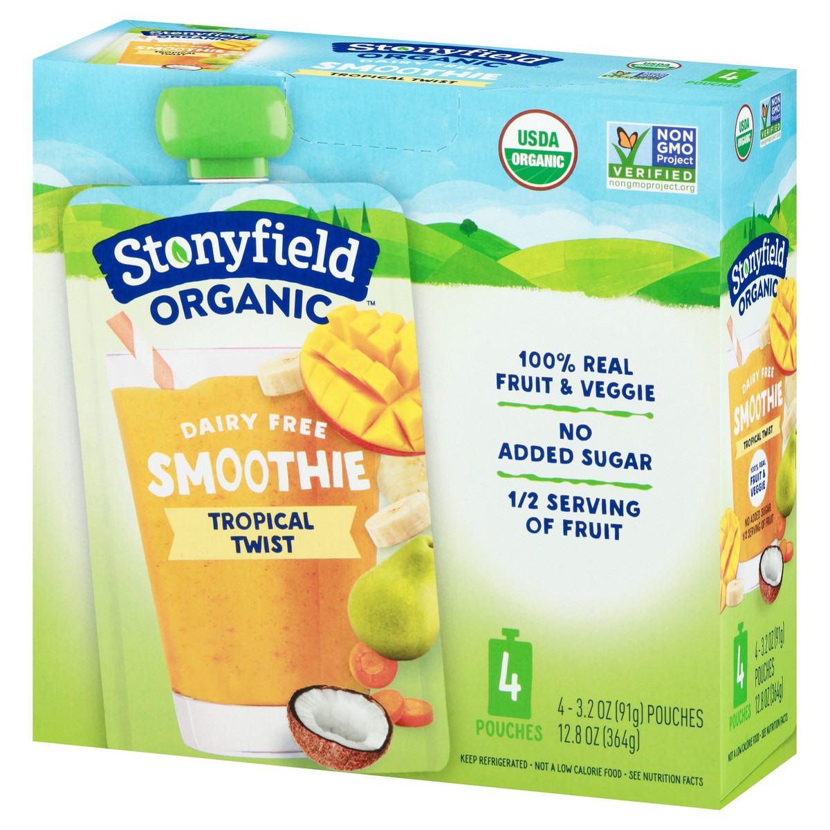 slide 6 of 10, Stonyfield Organic Dairy Free Smoothie Pouches, Tropical Twist, 3.2oz., 4 Ct, 4 ct