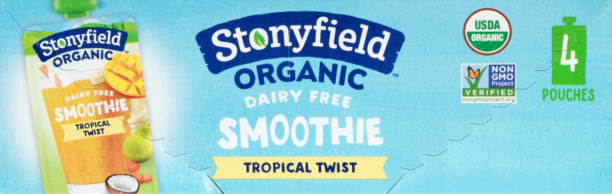 slide 4 of 10, Stonyfield Organic Dairy Free Smoothie Pouches, Tropical Twist, 3.2oz., 4 Ct, 4 ct