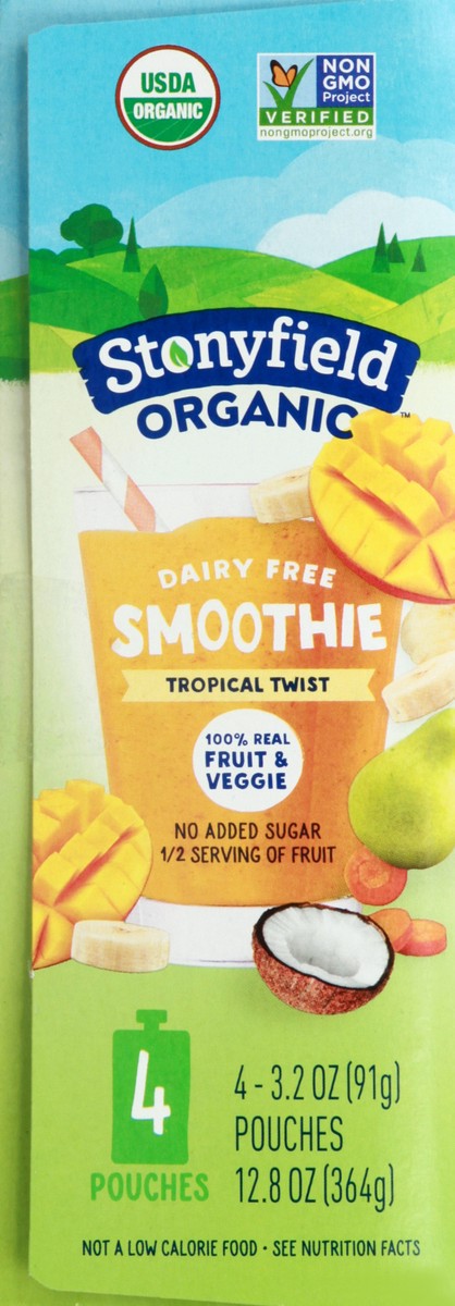 slide 5 of 10, Stonyfield Organic Dairy Free Smoothie Pouches, Tropical Twist, 3.2oz., 4 Ct, 4 ct
